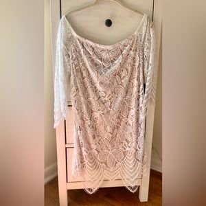 White lace, off the shoulder dress from Express